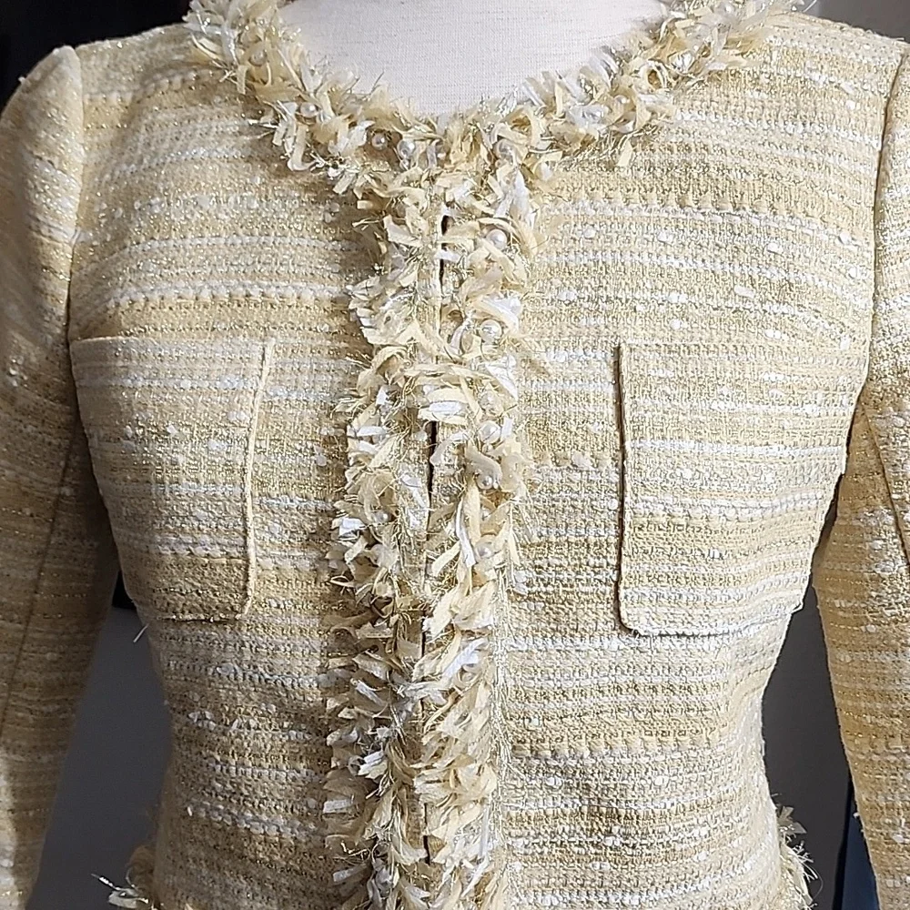 Lilly Pulitzer Women's Cropped Tweed Fringe Blazer